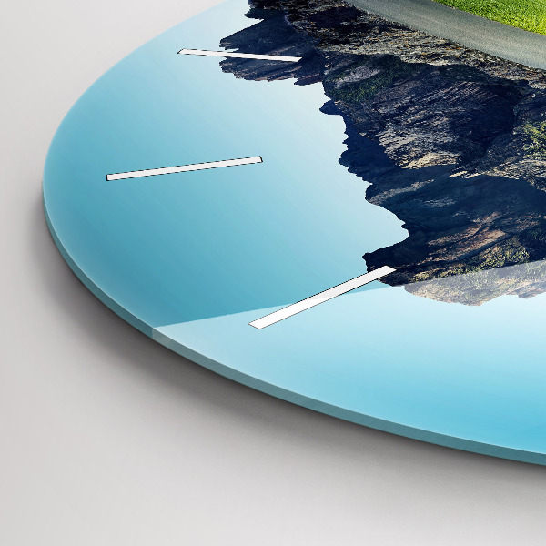 Round glass wall clock Flying Island