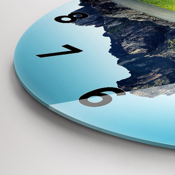 Round glass wall clock Flying Island