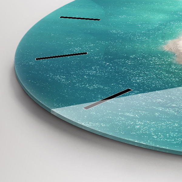 Round glass wall clock Heart Island