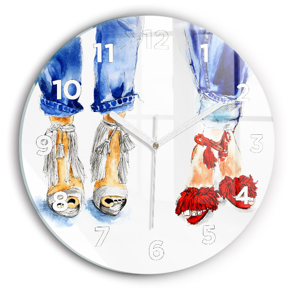 Round glass wall clock Women's High Heels