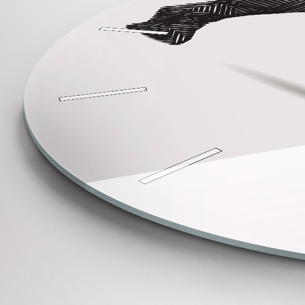 Round glass wall clock Rhinoceros line art