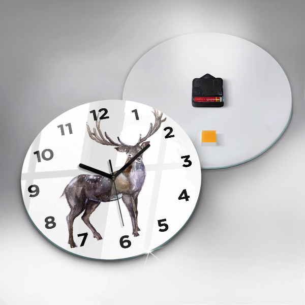 Round glass wall clock Deer king of the wilderness