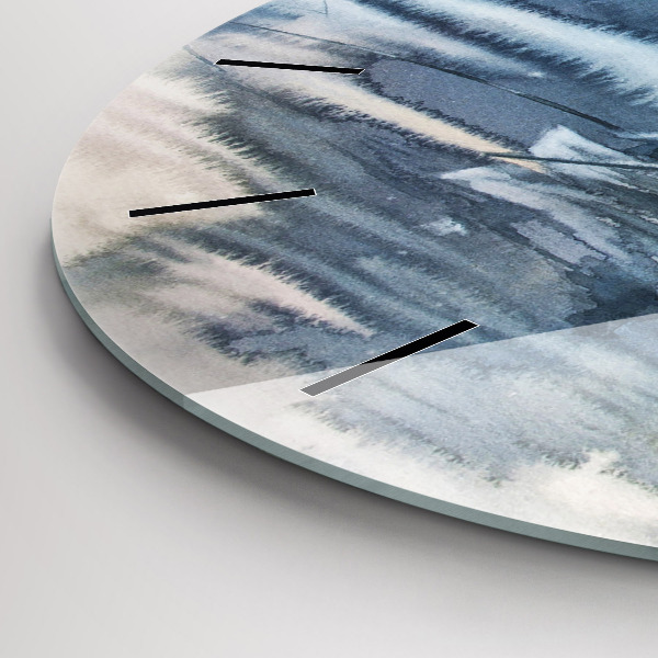 Round glass wall clock Fisherman on the lake