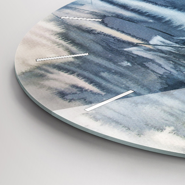 Round glass wall clock Fisherman on the lake