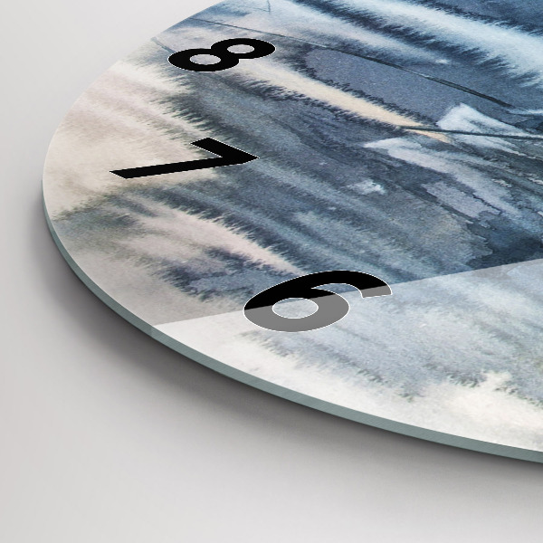 Round glass wall clock Fisherman on the lake