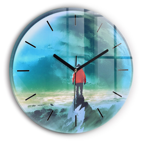 Round glass wall clock Man in the moon