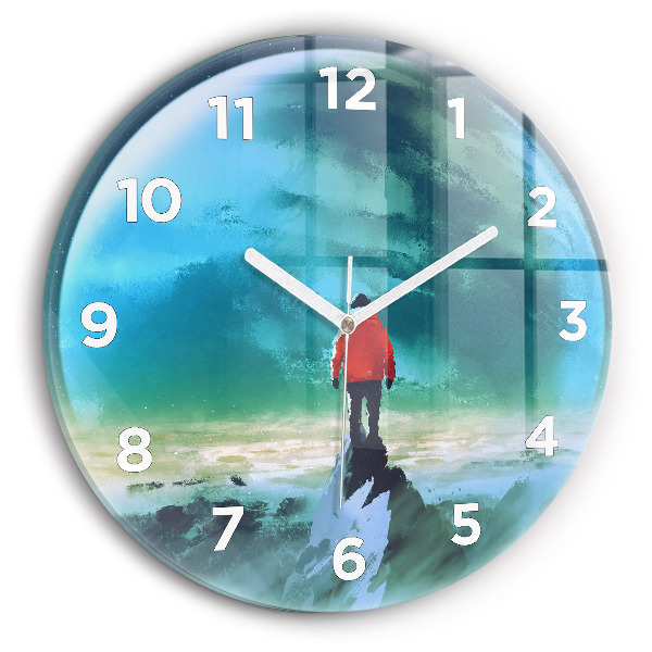 Round glass wall clock Man in the moon