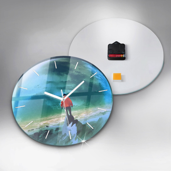 Round glass wall clock Man in the moon