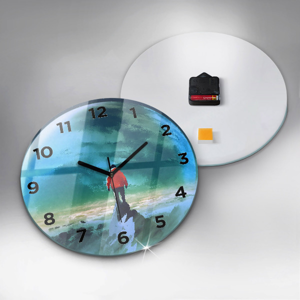 Round glass wall clock Man in the moon