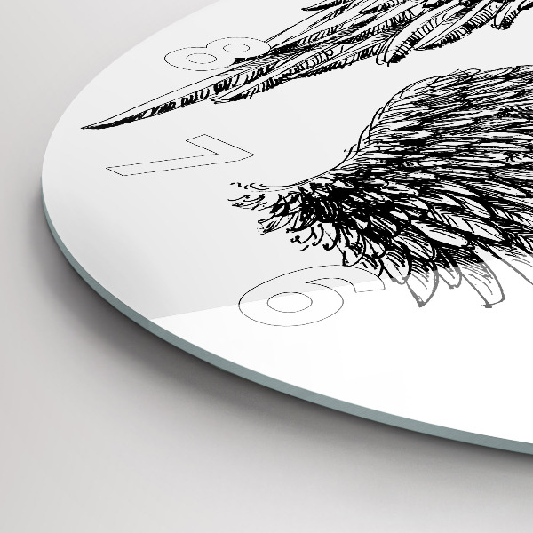 Round glass wall clock Angel wings