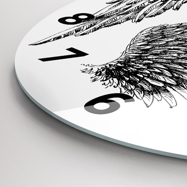 Round glass wall clock Angel wings