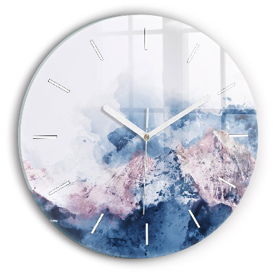 Round glass wall clock Abstract mountain ranges