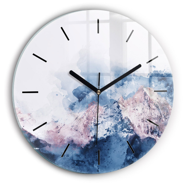 Round glass wall clock Abstract mountain ranges