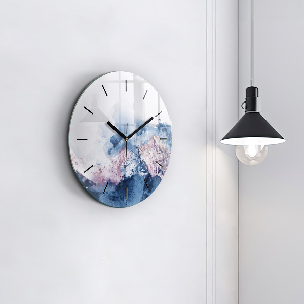 Round glass wall clock Abstract mountain ranges