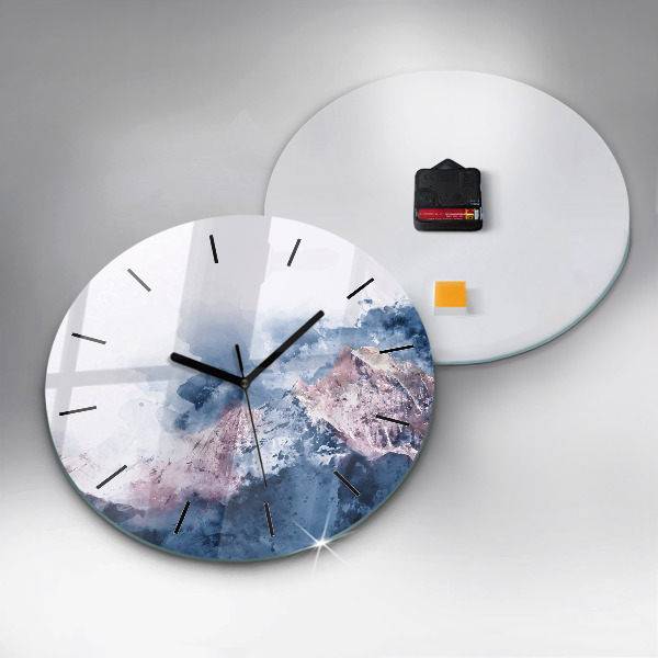 Round glass wall clock Abstract mountain ranges