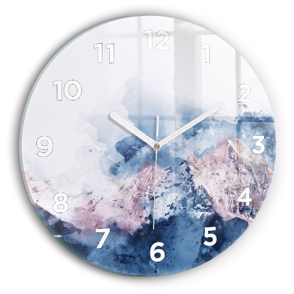 Round glass wall clock Abstract mountain ranges