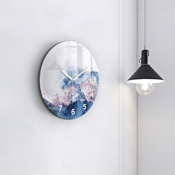 Round glass wall clock Abstract mountain ranges