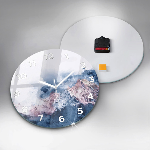 Round glass wall clock Abstract mountain ranges