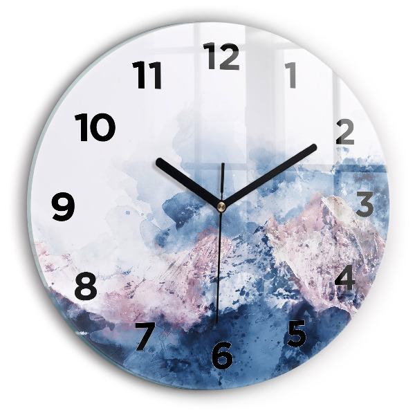 Round glass wall clock Abstract mountain ranges