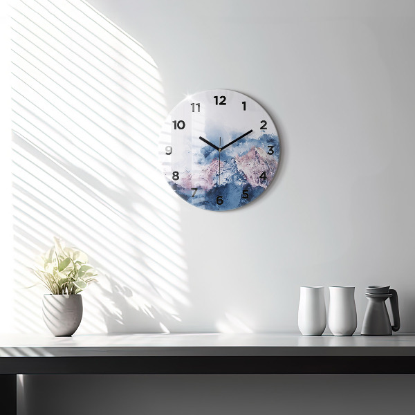 Round glass wall clock Abstract mountain ranges
