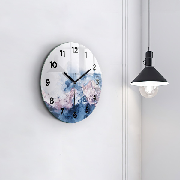 Round glass wall clock Abstract mountain ranges