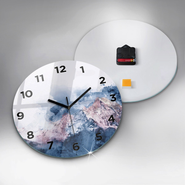 Round glass wall clock Abstract mountain ranges