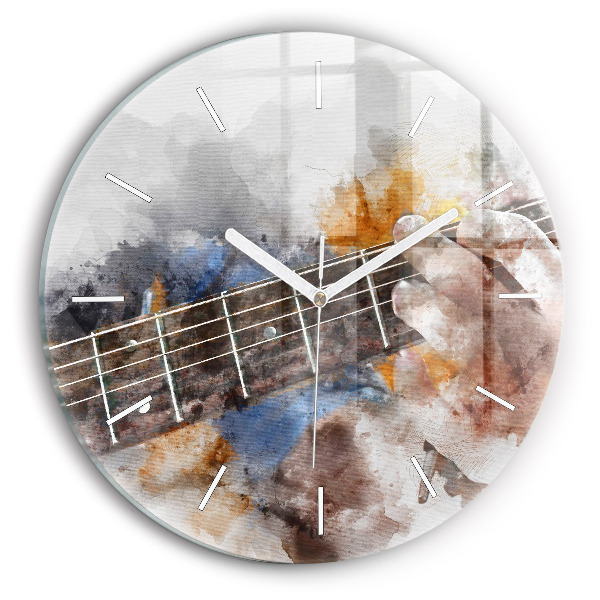 Round glass wall clock Guitar Graphics