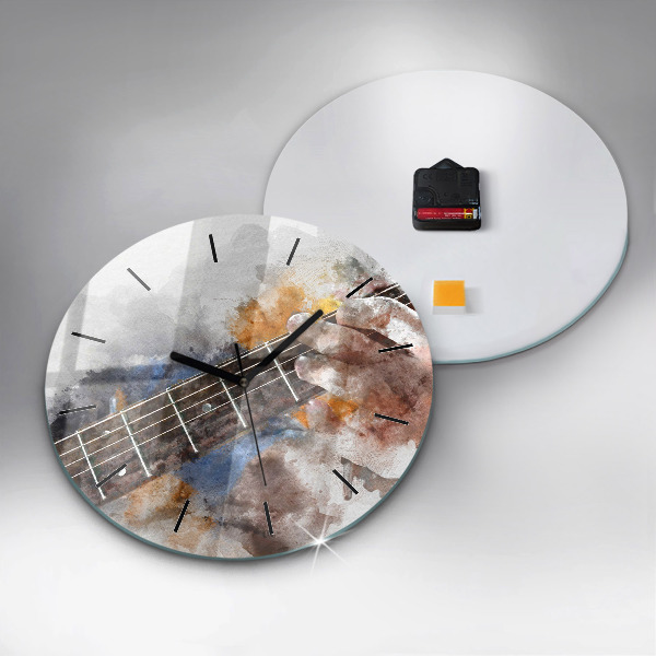 Round glass wall clock Guitar Graphics