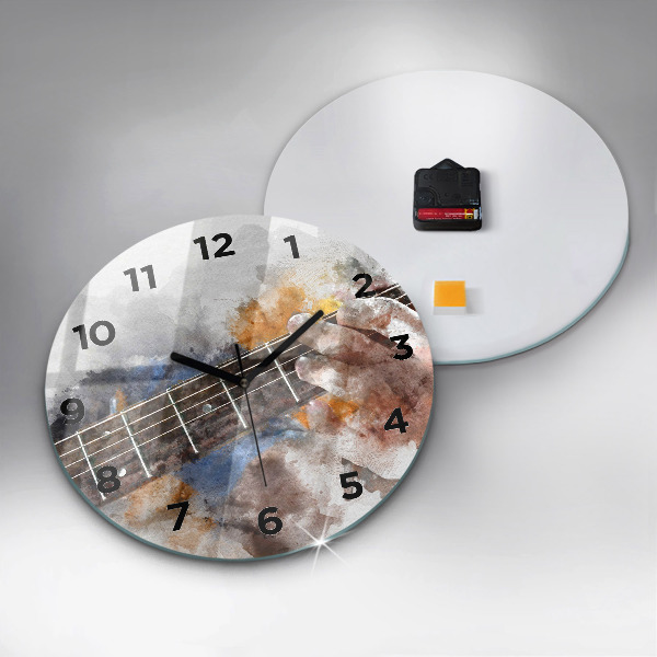 Round glass wall clock Guitar Graphics