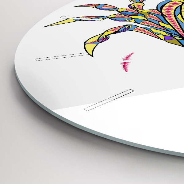 Round glass wall clock Ethnic crab