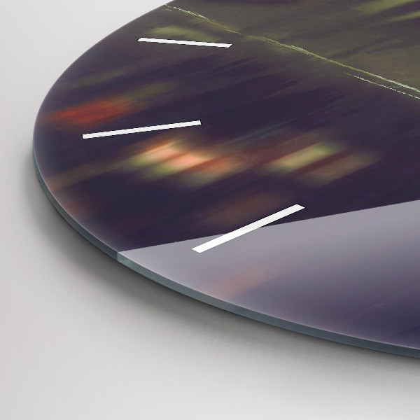 Round glass wall clock People with umbrellas