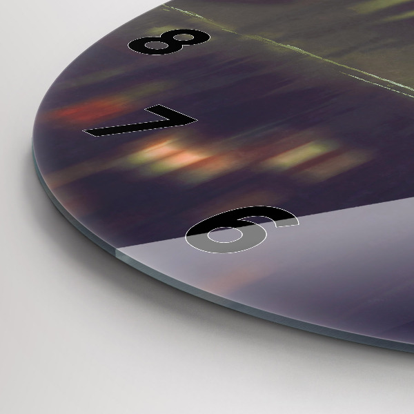 Round glass wall clock People with umbrellas