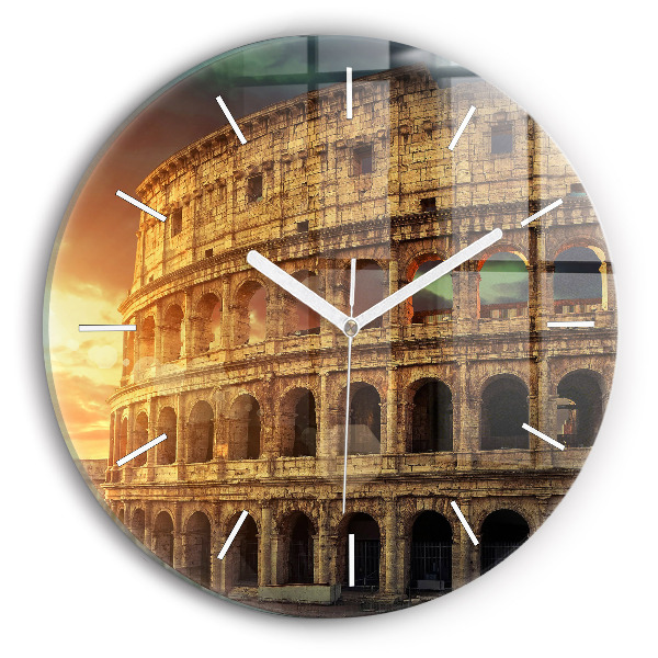 Round glass wall clock Roman Colosseum