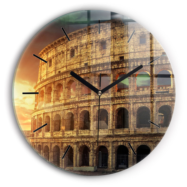 Round glass wall clock Roman Colosseum