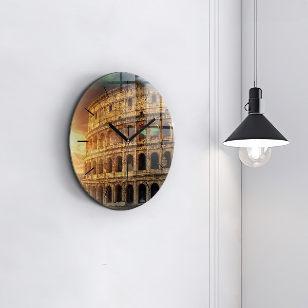Round glass wall clock Roman Colosseum