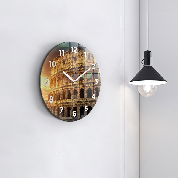 Round glass wall clock Roman Colosseum