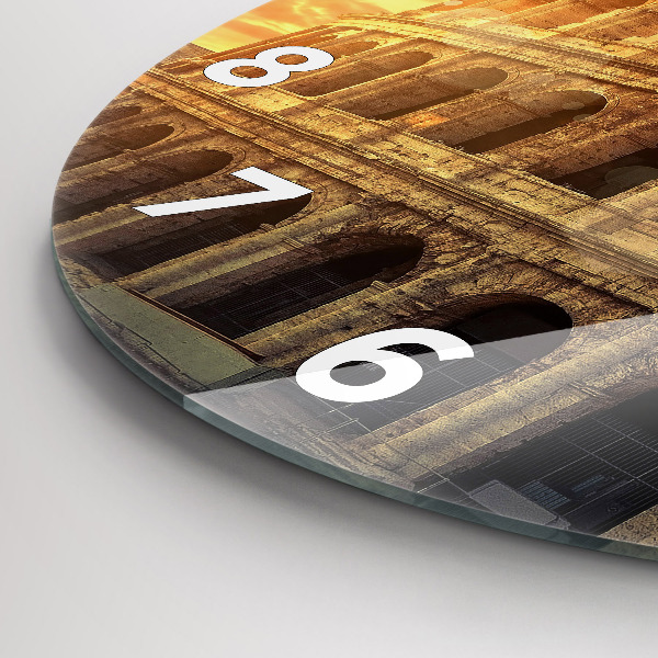 Round glass wall clock Roman Colosseum