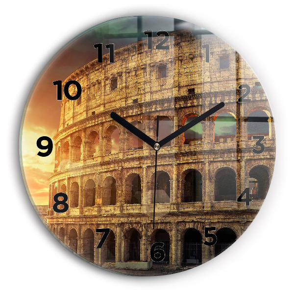 Round glass wall clock Roman Colosseum