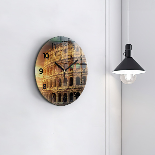Round glass wall clock Roman Colosseum