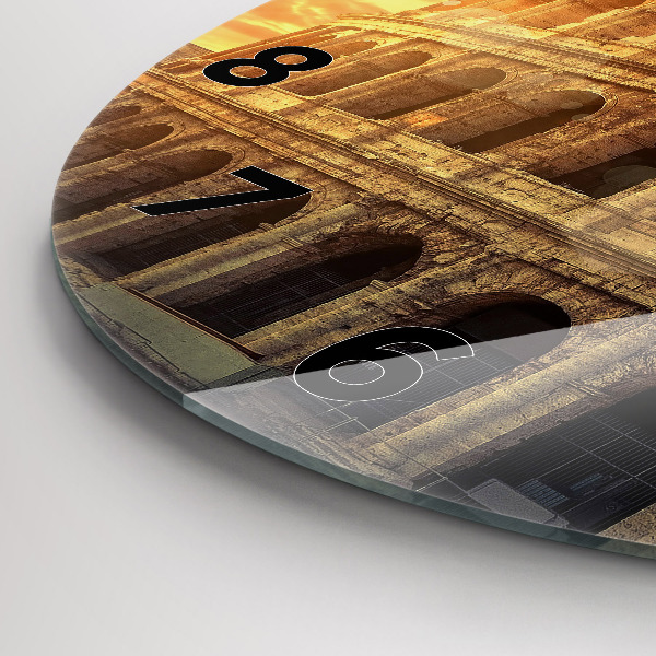 Round glass wall clock Roman Colosseum