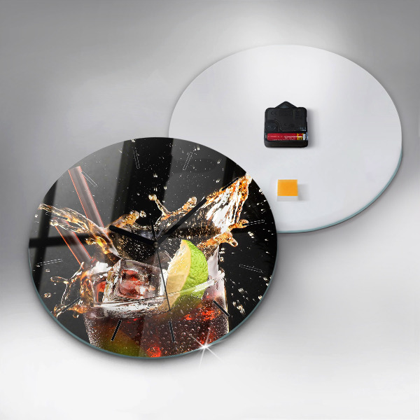 Round glass wall clock Drink with ice