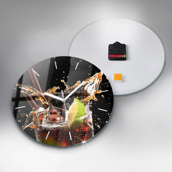 Round glass wall clock Drink with ice