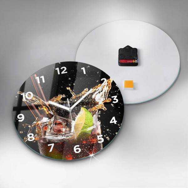Round glass wall clock Drink with ice
