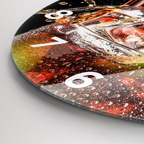 Round glass wall clock Drink with ice