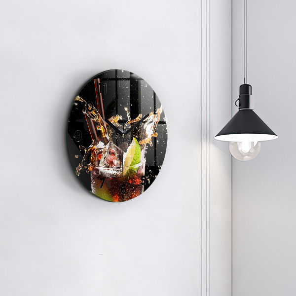 Round glass wall clock Drink with ice