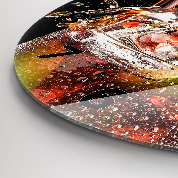 Round glass wall clock Drink with ice