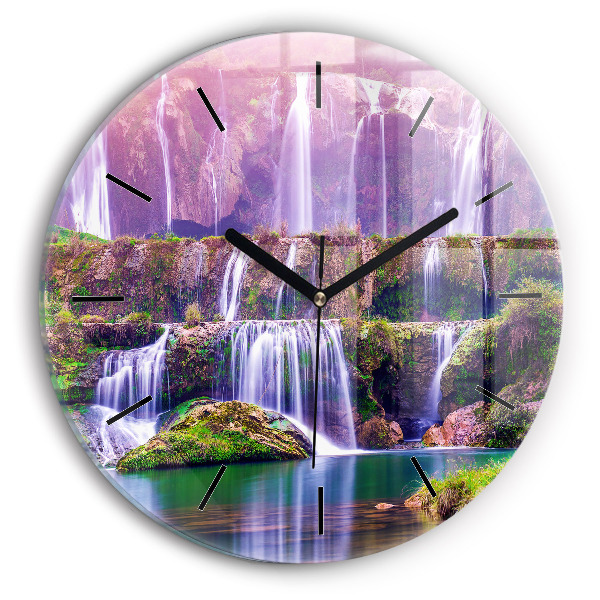 Round glass wall clock Jiulong Waterfall China
