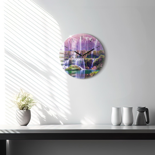 Round glass wall clock Jiulong Waterfall China