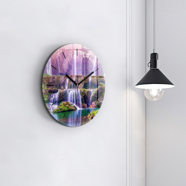 Round glass wall clock Jiulong Waterfall China