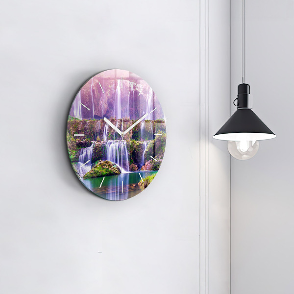 Round glass wall clock Jiulong Waterfall China